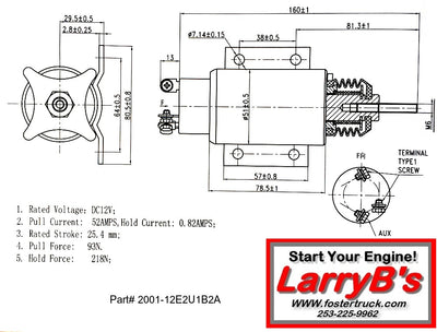 LarryB's Syncro Start Fuel Shutdown Solenoid, SA-3193-12, 2003-12E2U1B2A, 12 Volt