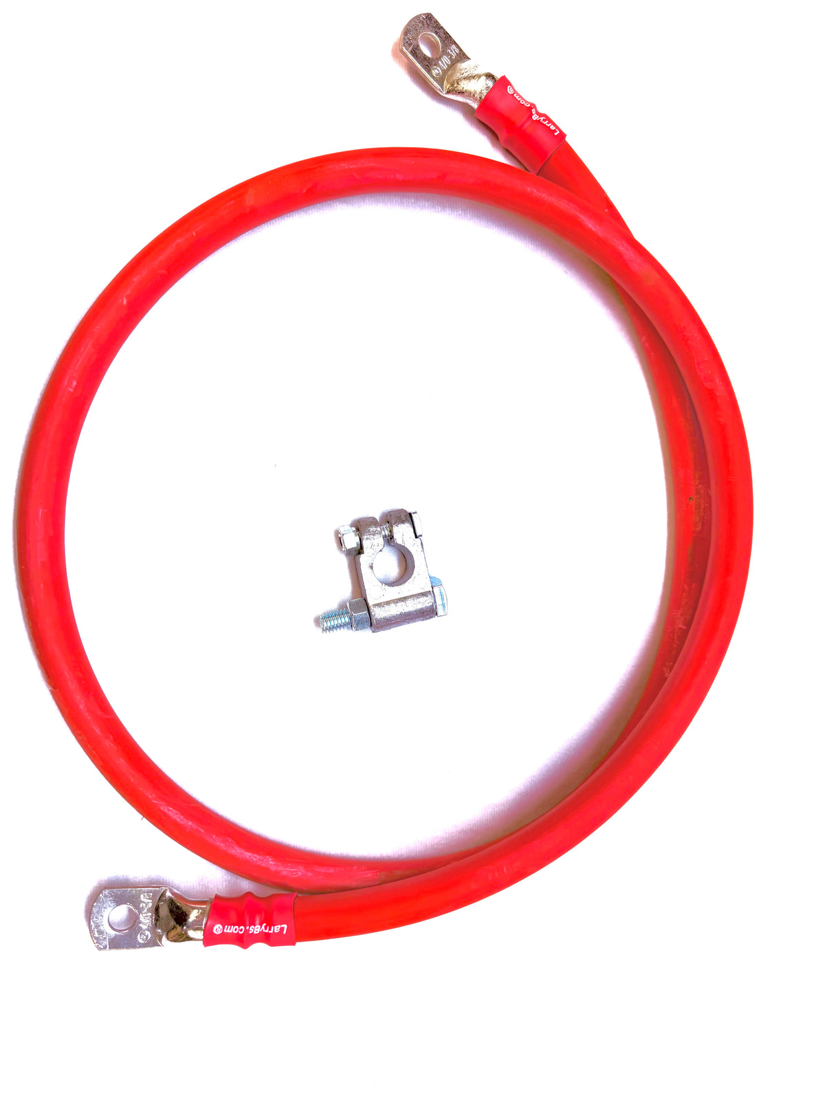 LarryB&#39;s MONDO 4/0 Positive 60&quot; Battery Cable for 94-02 Dodge Cummins, w/ military style clamp, SGX