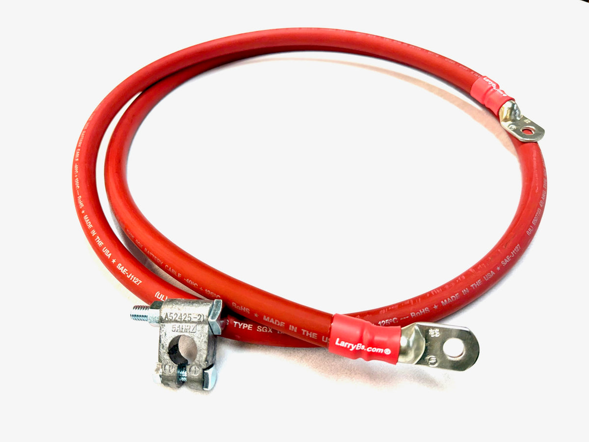 LarryB's MONDO 4/0 Positive 82" Battery Cable for 03-09 Dodge Cummins, w/ Military style clamp