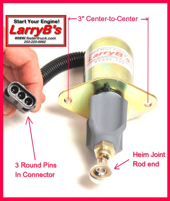 LarryB&#39;s 3935649 Fuel Shutoff Solenoid Fits Cummins 3&quot; Spacing, 3 Round Pins,12V