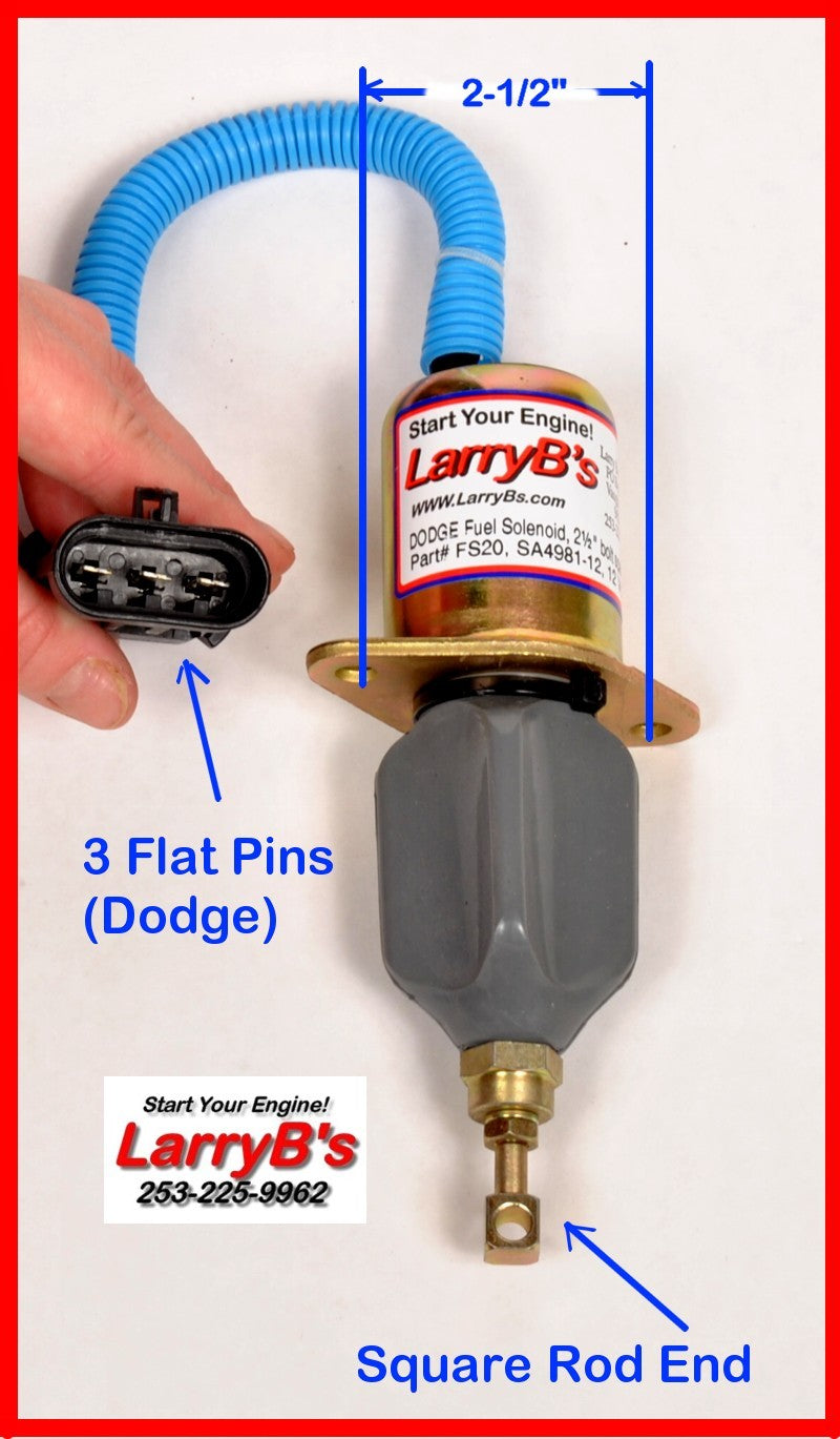 Dodge Diesel Fuel Shutdown Shut off Solenoid 2-1/2&quot; bolt spacing,# SA-4981-12