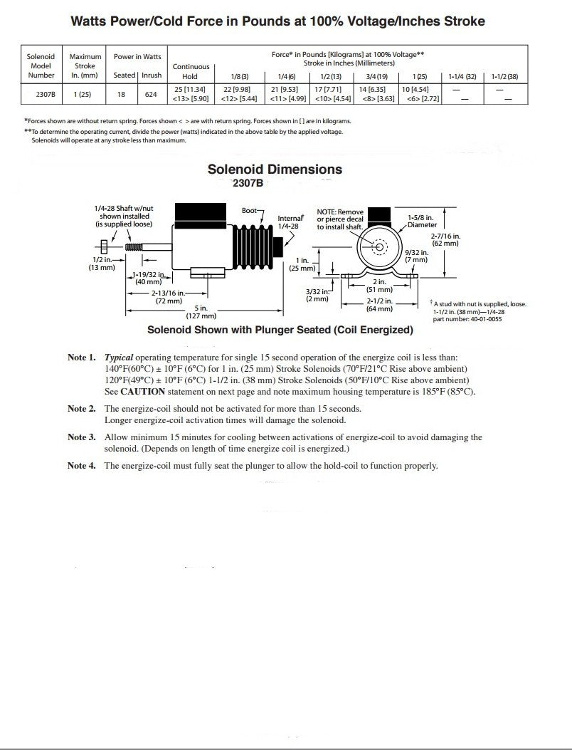 RP2307B, P610B1V12, 12 VDC Push/Pull Solenoid