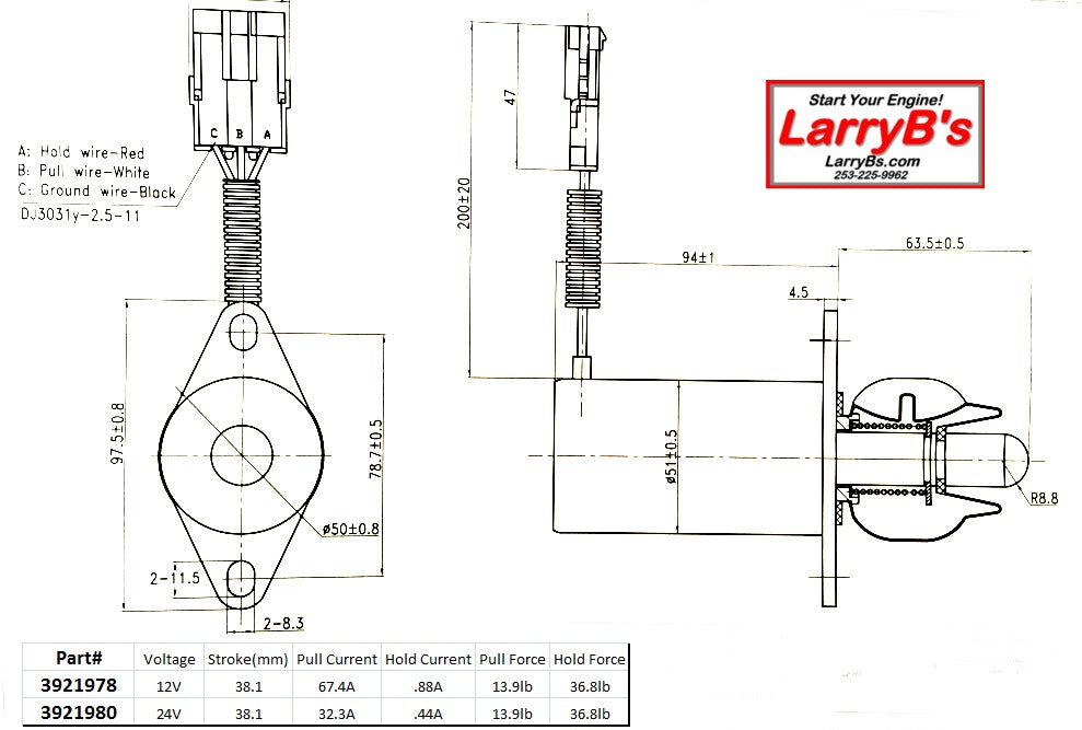 LarryB's 3921980 Fuel Shutoff Solenoid For Synchro Start, Shipped from USA