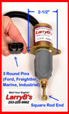 LarryB's 3919422 Round Pin Fuel Shutoff Solenoid 2-1/2”,12V for 5.9 8.3L Cummins